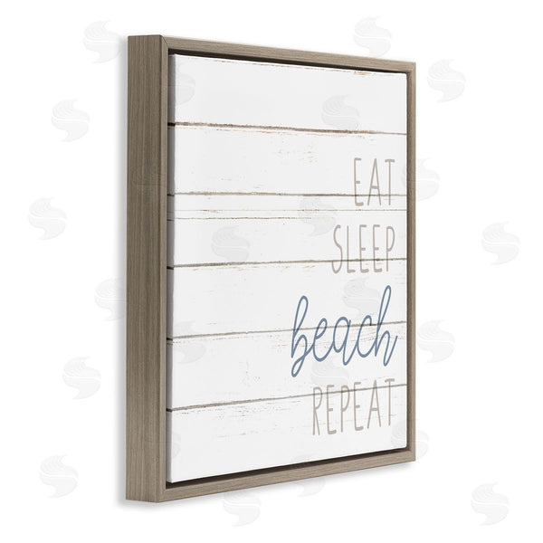 Stupell Industries Kim Allen | Eat Sleep Beach Repeat Phrase White Planked Pattern Wall Art
