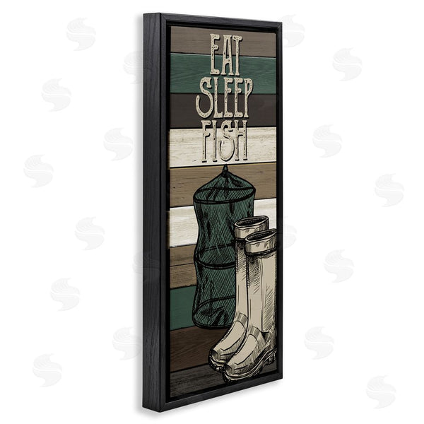 Stupell Industries Kim Allen | Eat Sleep Fish Phrase Fishing Boots And Net Wall Art