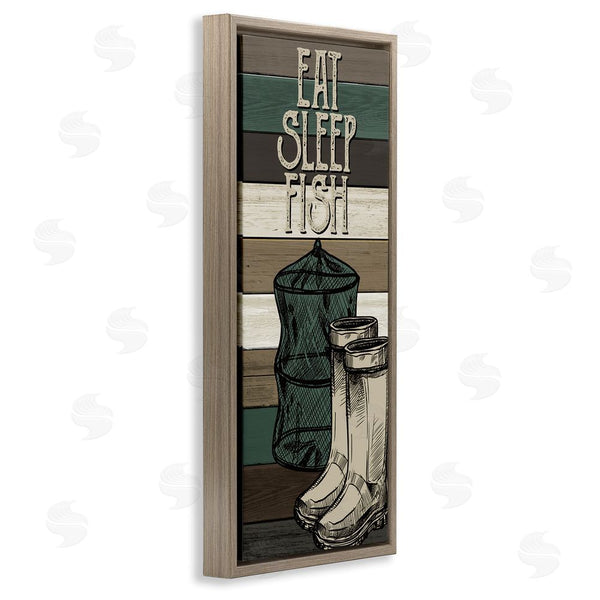 Stupell Industries Kim Allen | Eat Sleep Fish Phrase Fishing Boots And Net Wall Art