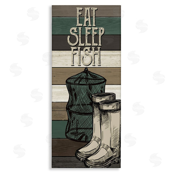 stupell industries Kim Allen | Eat Sleep Fish Phrase Fishing Boots and Net Wall Art