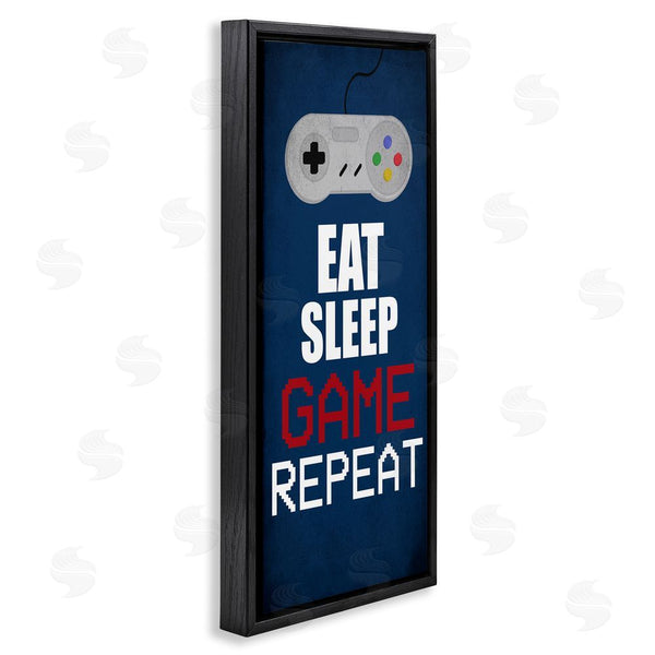 Stupell Industries Kim Allen | Eat Sleep Game Repeat Pixel Typography Vintage Controller Wall Art