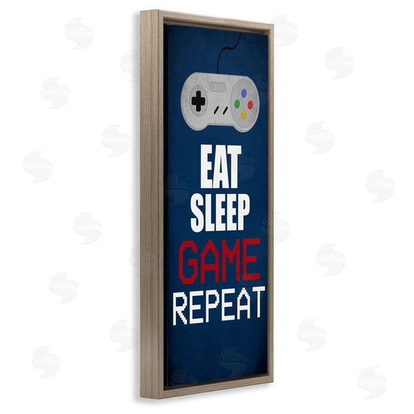 Stupell Industries Kim Allen | Eat Sleep Game Repeat Pixel Typography Vintage Controller Wall Art