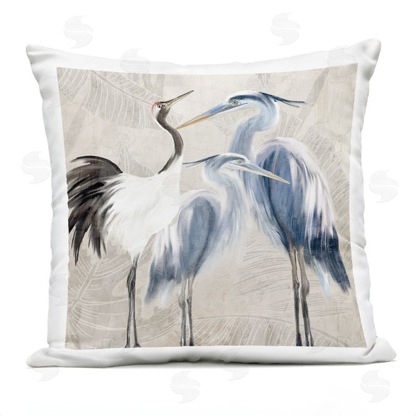 Stupell Industries Kim Allen | Egret & Crane Birds Botanical Leaf Pattern Printed Throw Pillow