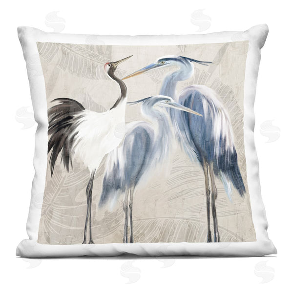 stupell industries Kim Allen | Egret & Crane Birds Botanical Leaf Pattern Printed Throw Pillow