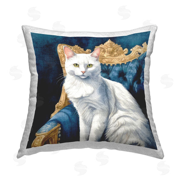 Stupell Industries Kim Allen | Elegant White Cat Printed Throw Pillow