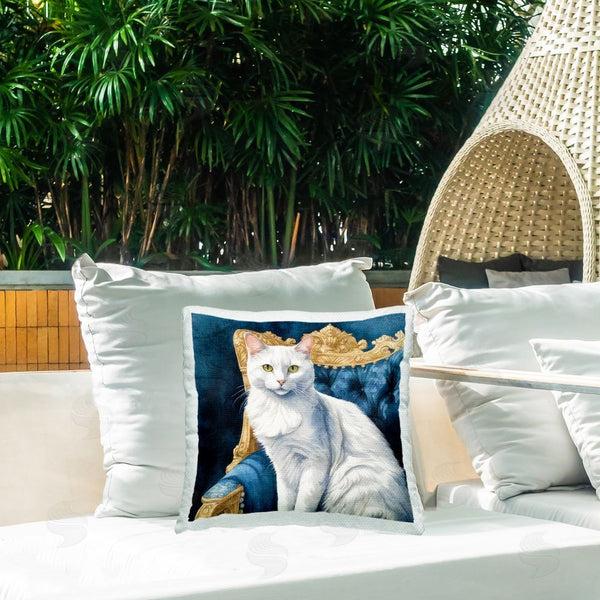 Stupell Industries Kim Allen | Elegant White Cat Printed Throw Pillow