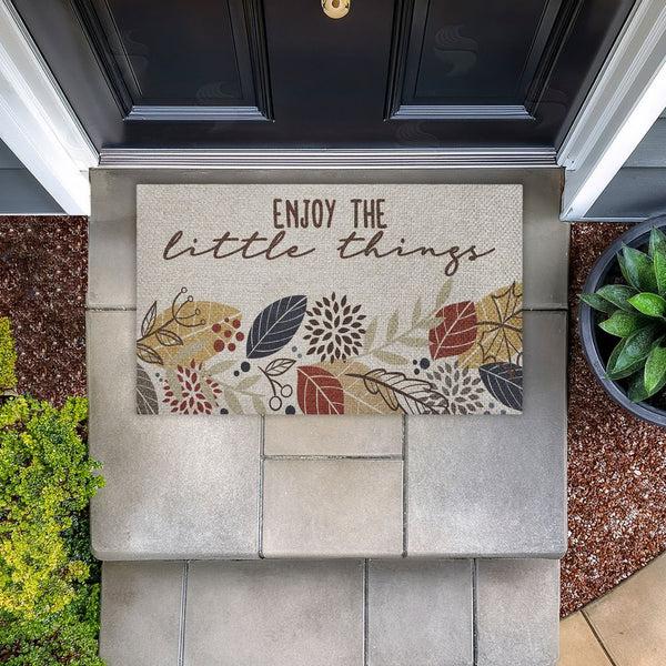 Stupell Industries Kim Allen | Enjoy Little Things With Leaves Faux Sisal Door Mat