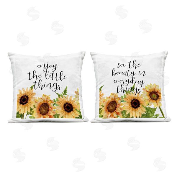Stupell Industries Kim Allen | Enjoy Motivational Sunflowers Printed Throw Pillow Set