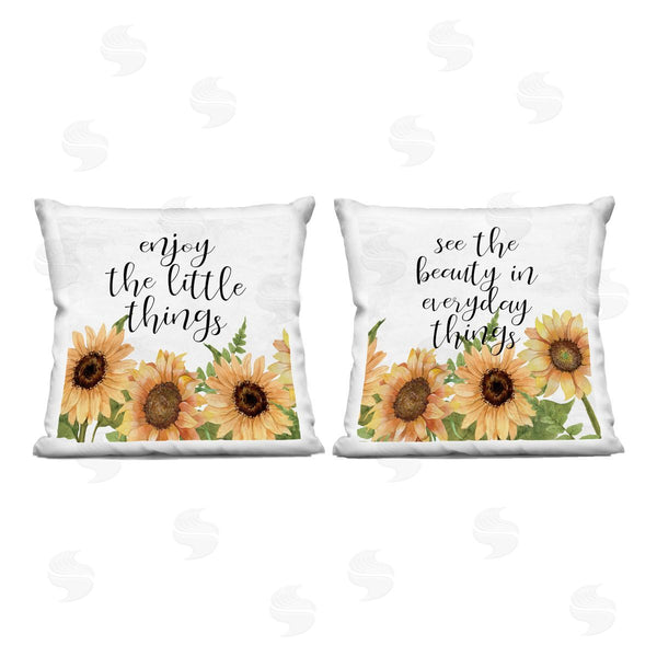 stupell industries Kim Allen | Enjoy Motivational Sunflowers Printed Throw Pillow Set