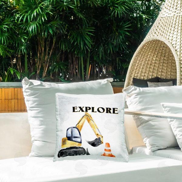 Stupell Industries Kim Allen | Explore Construction Vehicle Printed Throw Pillow