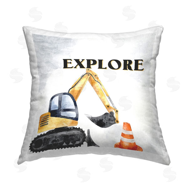 stupell industries Kim Allen | Explore Construction Vehicle Printed Throw Pillow