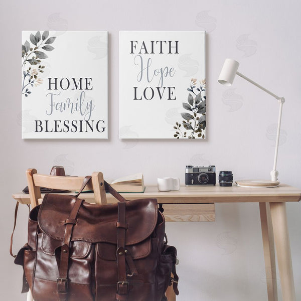 Stupell Industries Kim Allen | Faith Hope Family Phrases Soft Black Florals Wall Art