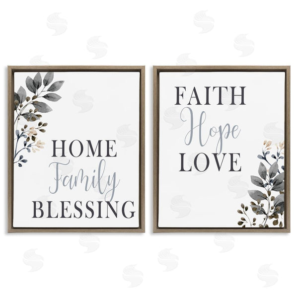 Stupell Industries Kim Allen | Faith Hope Family Phrases Soft Black Florals Wall Art