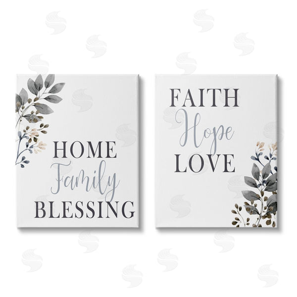 stupell industries Kim Allen | Faith Hope Family Phrases Soft Black Florals Wall Art