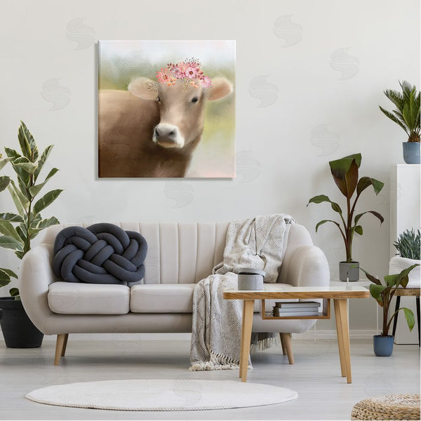Stupell Industries Kim Allen | Farm Cow Pink Blooms Arrangement Wall Art