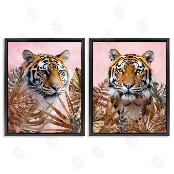 Stupell Industries Kim Allen | Fierce Tigers & Gold Leaves
