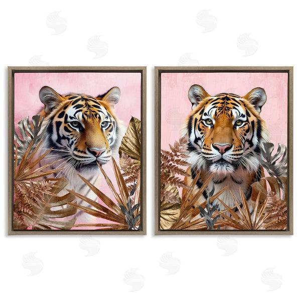 Stupell Industries Kim Allen | Fierce Tigers & Gold Leaves