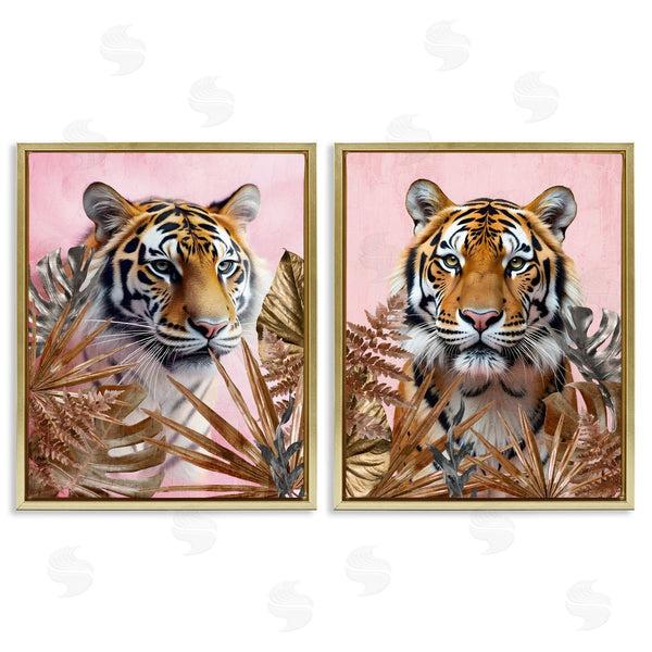 Stupell Industries Kim Allen | Fierce Tigers & Gold Leaves