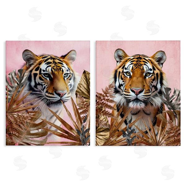 stupell industries Kim Allen | Fierce Tigers & Gold Leaves