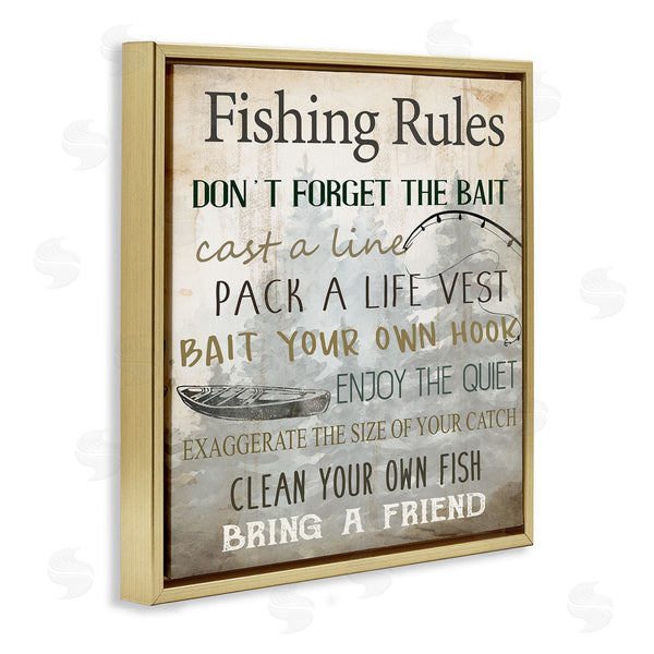 Stupell Industries Kim Allen | Fishing Rules Rustic List