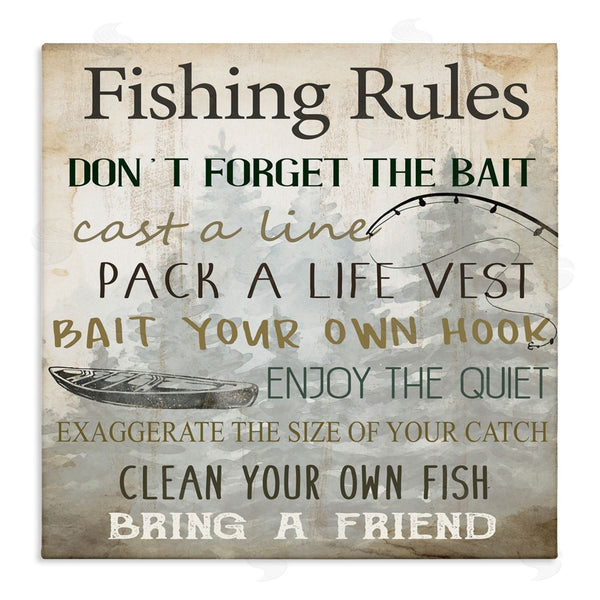 stupell industries Kim Allen | Fishing Rules Rustic List