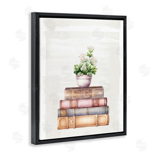 Stupell Industries Kim Allen | Floral Pot & Vintage Books Wall Art