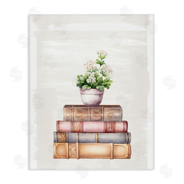 stupell industries Kim Allen | Floral Pot & Vintage Books Wall Art