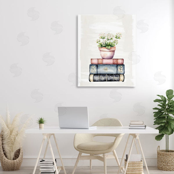 Stupell Industries Kim Allen | Floral Stacks With Vintage Books Wall Art