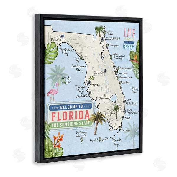 Stupell Industries Kim Allen | Florida Map Beach Life Wall Art