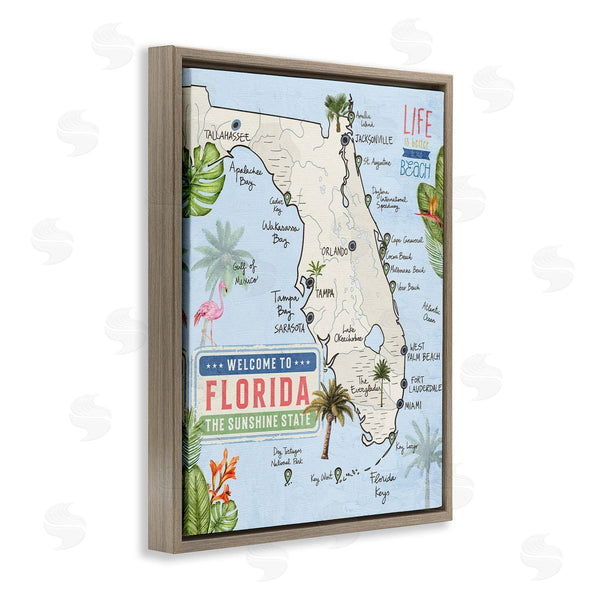Stupell Industries Kim Allen | Florida Map Beach Life Wall Art