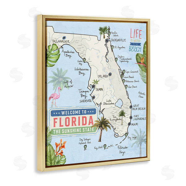 Stupell Industries Kim Allen | Florida Map Beach Life Wall Art