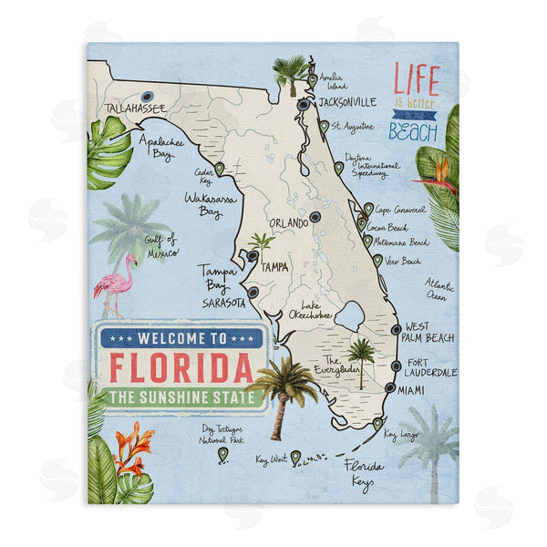 stupell industries Kim Allen | Florida Map Beach Life Wall Art