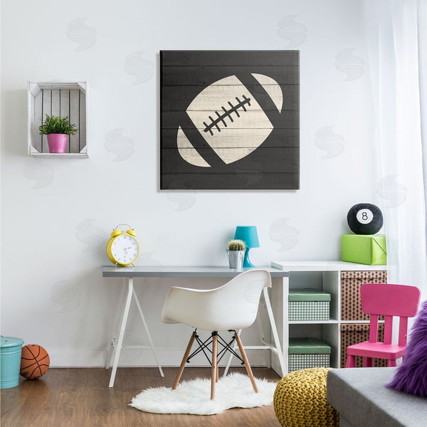 Stupell Industries Kim Allen | Football Shape Sports Planked Country Pattern Wall Art