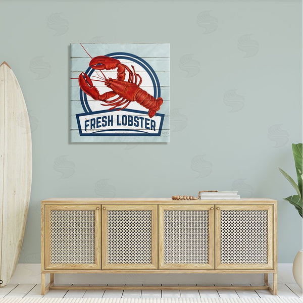 Stupell Industries Kim Allen | Fresh Lobster Sign Grain Pattern Rustic Beach House Wall Art