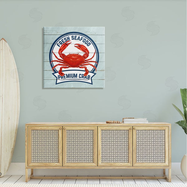 Stupell Industries Kim Allen | Fresh Seafood Crab Sign Quote Rustic Nautical Boathouse Wall Art