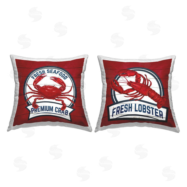 Stupell Industries Kim Allen | Fresh Seafood Lobster & Crab Printed Throw Pillow Set