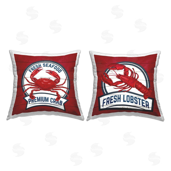 stupell industries Kim Allen | Fresh Seafood Lobster & Crab Printed Throw Pillow Set