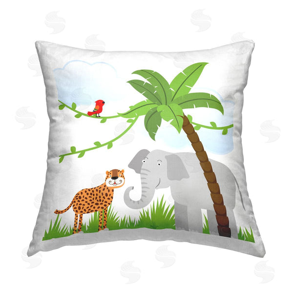 stupell industries Kim Allen | Fun Cartoon Jungle Animals Printed Throw Pillow