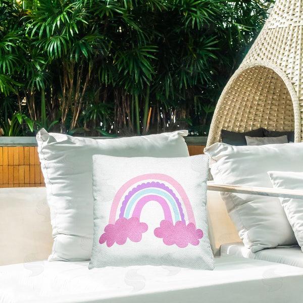 Stupell Industries Kim Allen | Fun Pink Rainbow Printed Throw Pillow