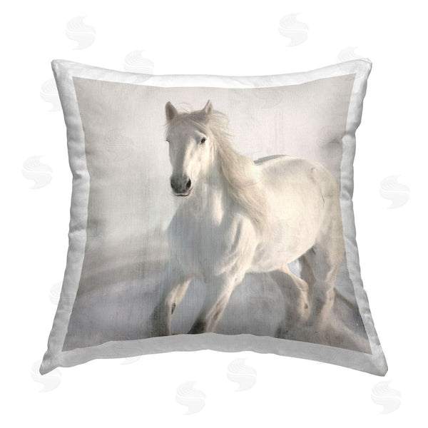 stupell industries Kim Allen | Galloping White Horse Printed Throw Pillow
