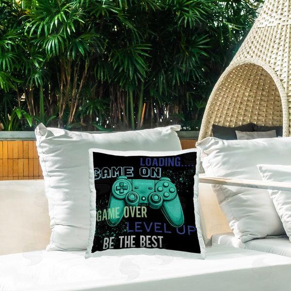 Stupell Industries Kim Allen | Game On Level Up Controller Printed Throw Pillow