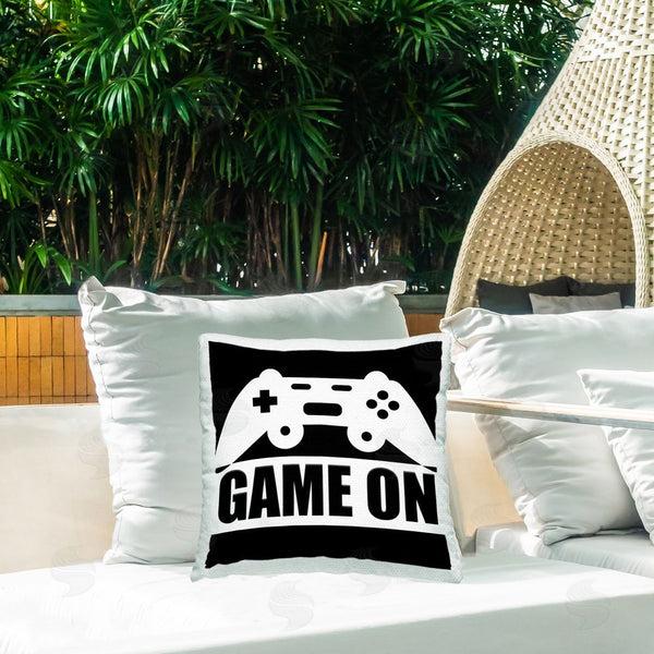 Stupell Industries Kim Allen | Game On Retro Black & White Printed Throw Pillow