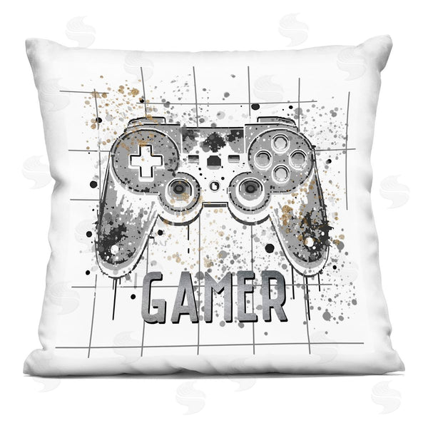 stupell industries Kim Allen | Gamer with Pixel Splatter Printed Throw Pillow