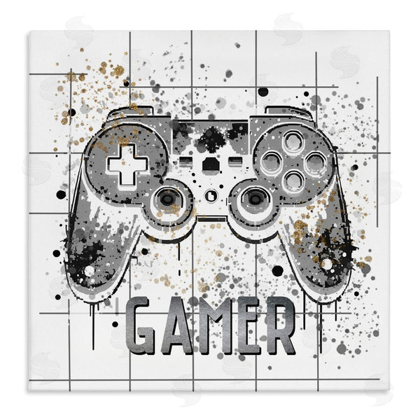 stupell industries Kim Allen | Gamer with Pixel Splatter Wall Art
