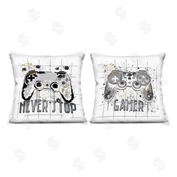 stupell industries Kim Allen | Gamer Words with Modern Pixels Printed Throw Pillow Set