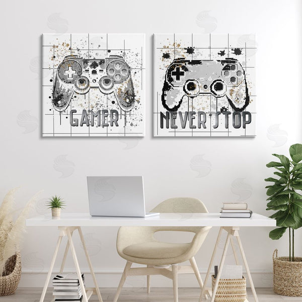 Stupell Industries Kim Allen | Gamer Words With Modern Pixels Wall Art