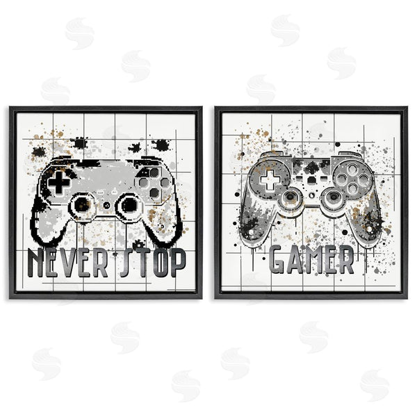 Stupell Industries Kim Allen | Gamer Words With Modern Pixels Wall Art