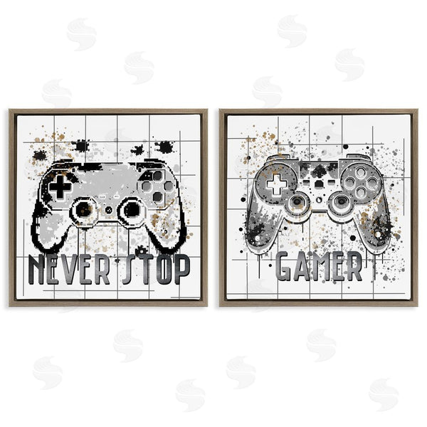 Stupell Industries Kim Allen | Gamer Words With Modern Pixels Wall Art