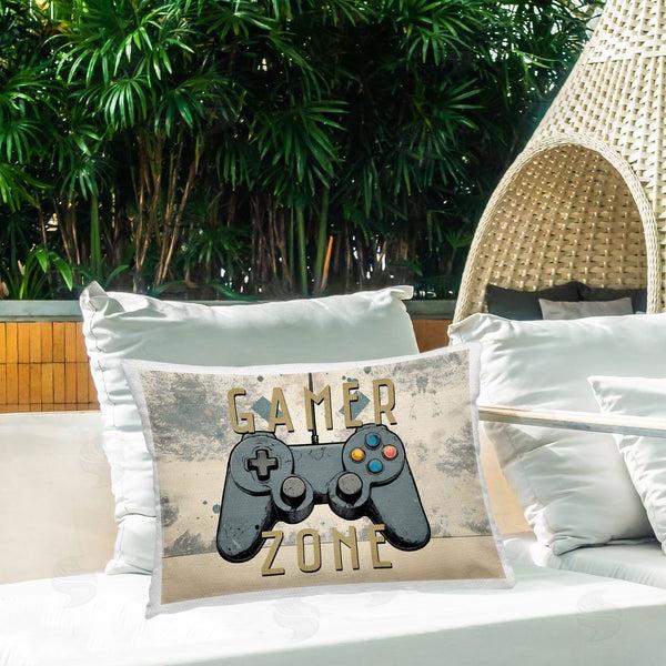 Stupell Industries Kim Allen | Gamer Zone With Abstract Background Printed Throw Pillow