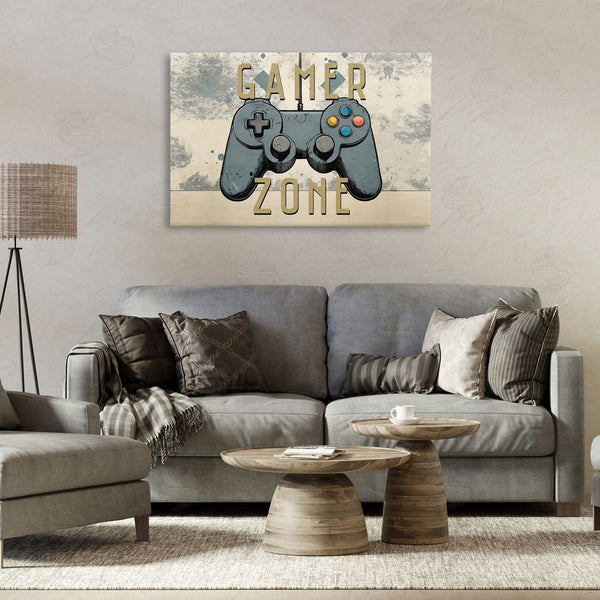 Stupell Industries Kim Allen | Gamer Zone With Abstract Background Wall Art